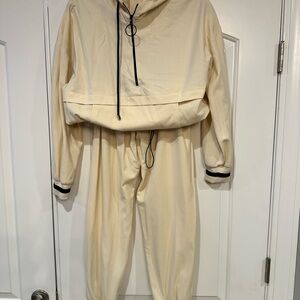 Zara Cream and Black Hooded Tracksuit